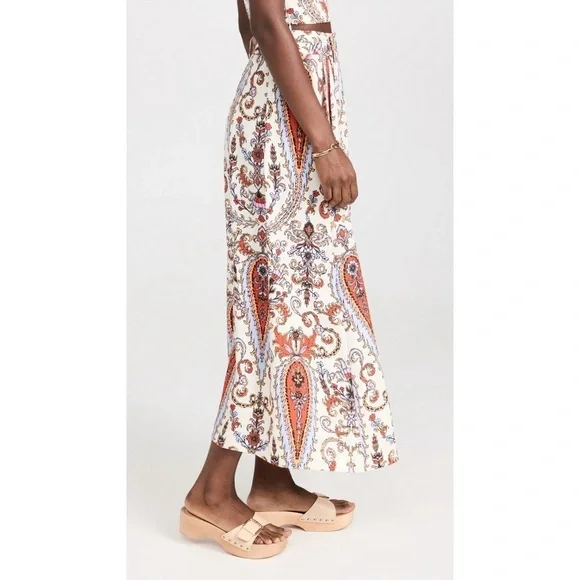 Mara Hoffman Tulay Midi Pleated High-Waisted Paisley Skirt - Picture 5 of 8